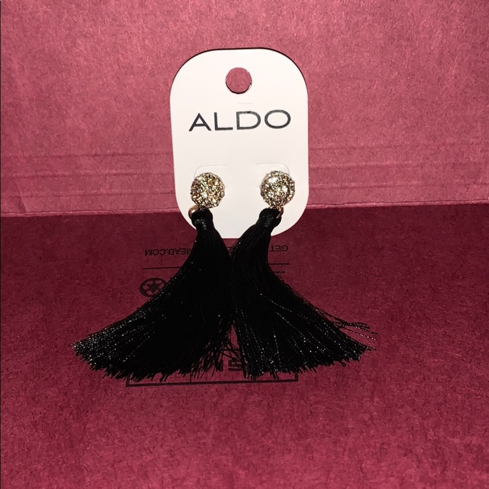 Black Aldo Tassel Earrings